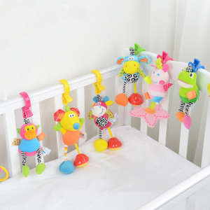 Plush Baby Bed Hanger Toy Squeaky Plush Stroller Toy